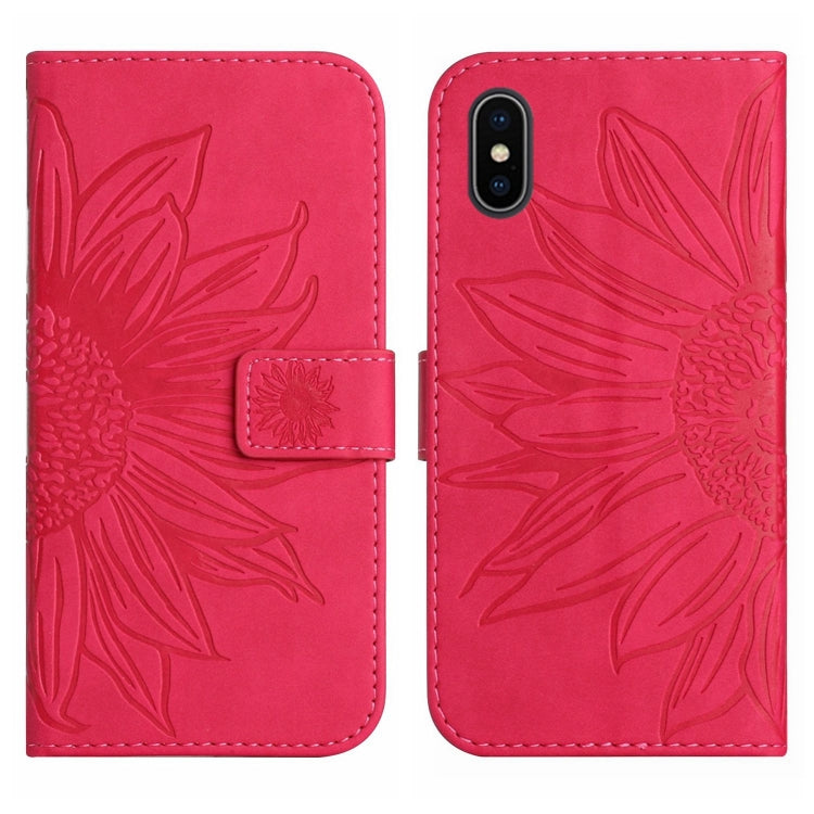 For iPhone X / XS Skin Feel Sun Flower Pattern Flip Leather Phone Case with Lanyard