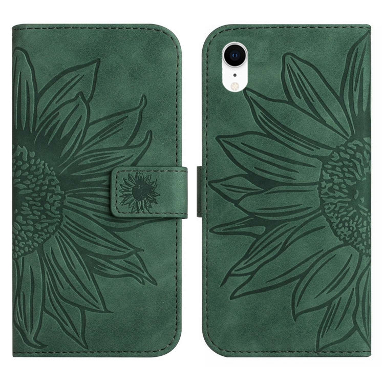 For iPhone XR Skin Feel Sun Flower Pattern Flip Leather Phone Case with Lanyard