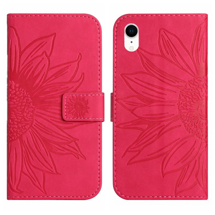 For iPhone XR Skin Feel Sun Flower Pattern Flip Leather Phone Case with Lanyard