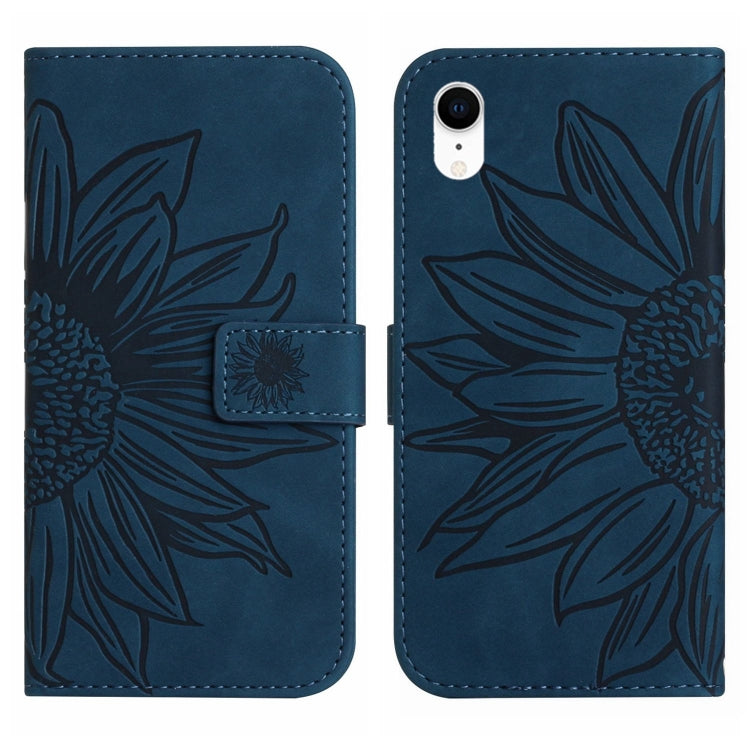 For iPhone XR Skin Feel Sun Flower Pattern Flip Leather Phone Case with Lanyard