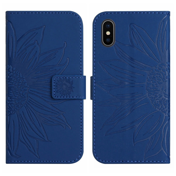 For iPhone XS Max Skin Feel Sun Flower Pattern Flip Leather Phone Case with Lanyard