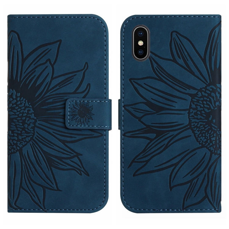 For iPhone XS Max Skin Feel Sun Flower Pattern Flip Leather Phone Case with Lanyard