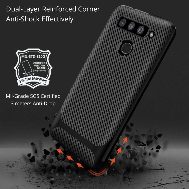 For LG V50 ThinQ Carbon Fiber Texture Shockproof TPU Protective Case