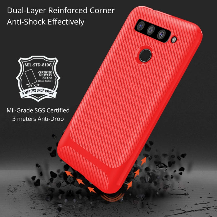 For LG V50 ThinQ Carbon Fiber Texture Shockproof TPU Protective Case