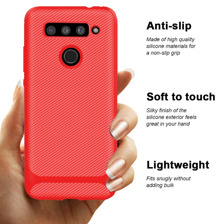 For LG V50 ThinQ Carbon Fiber Texture Shockproof TPU Protective Case