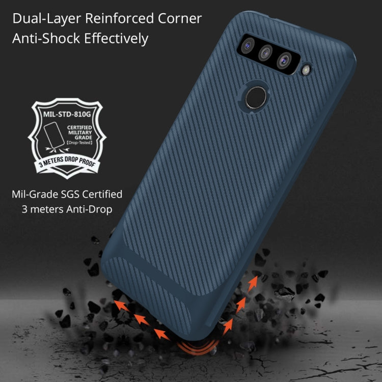 For LG V50 ThinQ Carbon Fiber Texture Shockproof TPU Protective Case