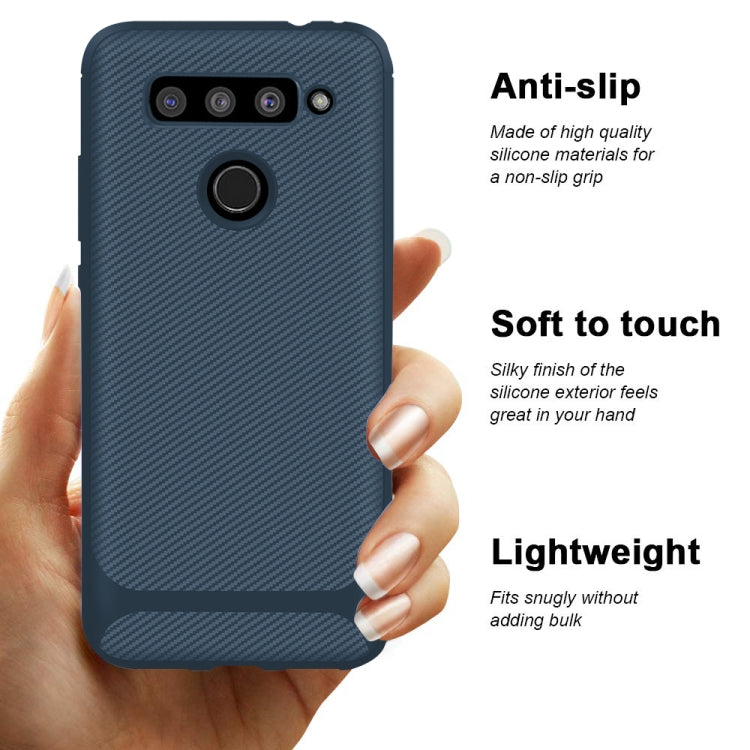 For LG V50 ThinQ Carbon Fiber Texture Shockproof TPU Protective Case