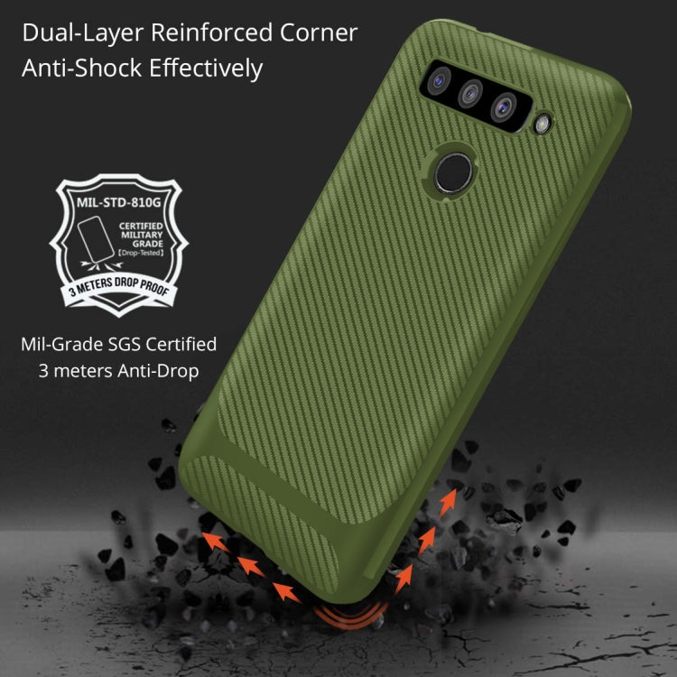 For LG V50 ThinQ Carbon Fiber Texture Shockproof TPU Protective Case