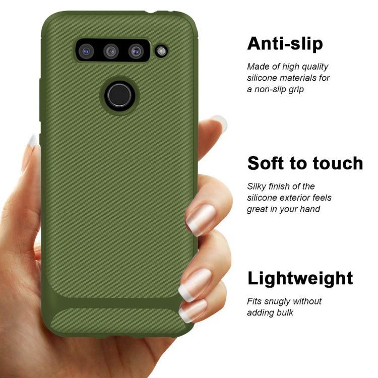 For LG V50 ThinQ Carbon Fiber Texture Shockproof TPU Protective Case