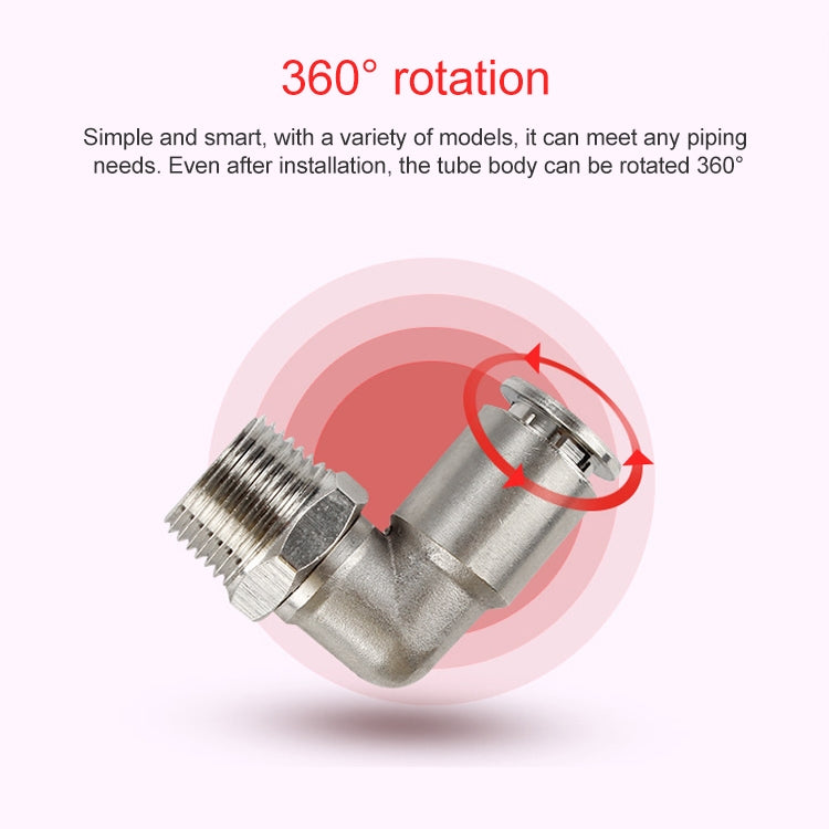PL10-01 LAIZE Nickel Plated Copper Elbow Male Thread Pneumatic Quick Fitting Connector