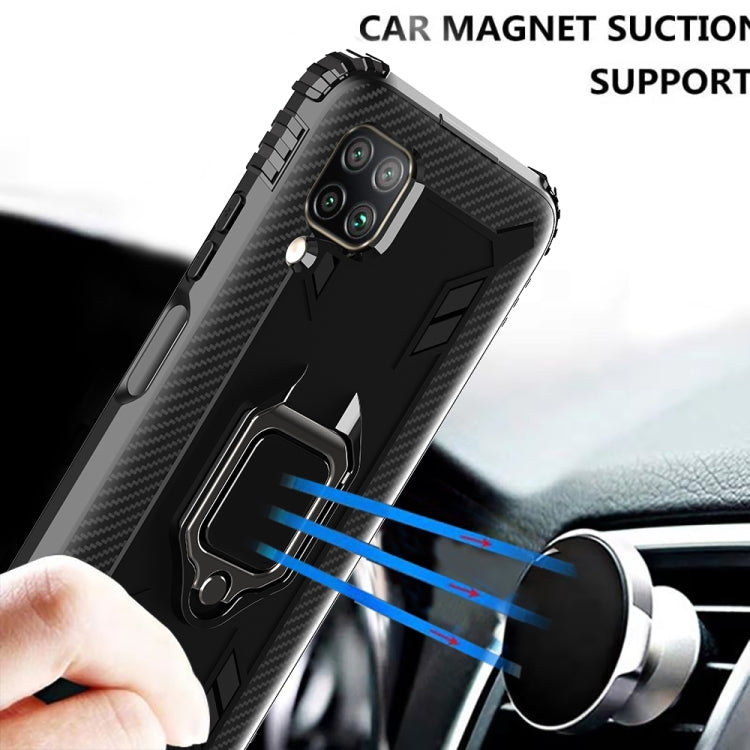 For Huawei P40 Lite Carbon Fiber Protective Case with 360 Degree Rotating Ring Holder
