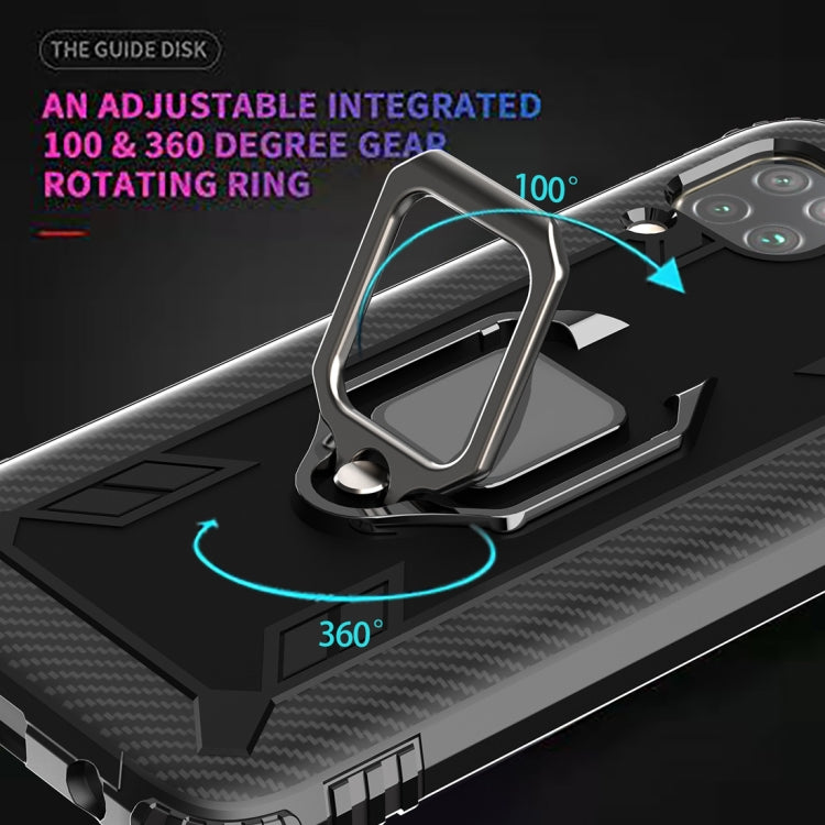 For Huawei P40 Lite Carbon Fiber Protective Case with 360 Degree Rotating Ring Holder