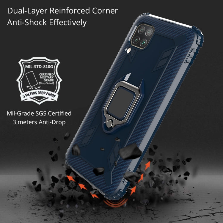 For Huawei P40 Lite Carbon Fiber Protective Case with 360 Degree Rotating Ring Holder