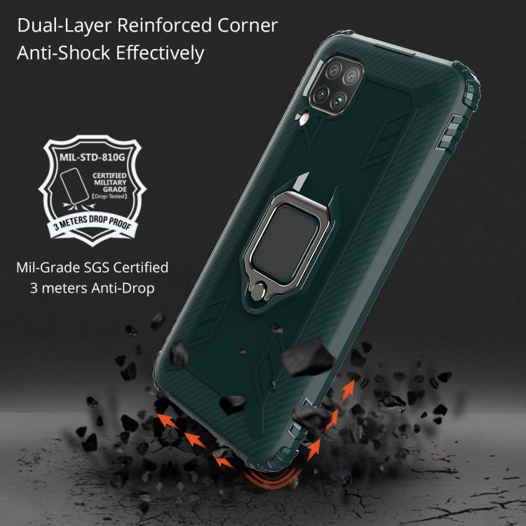 For Huawei P40 Lite Carbon Fiber Protective Case with 360 Degree Rotating Ring Holder