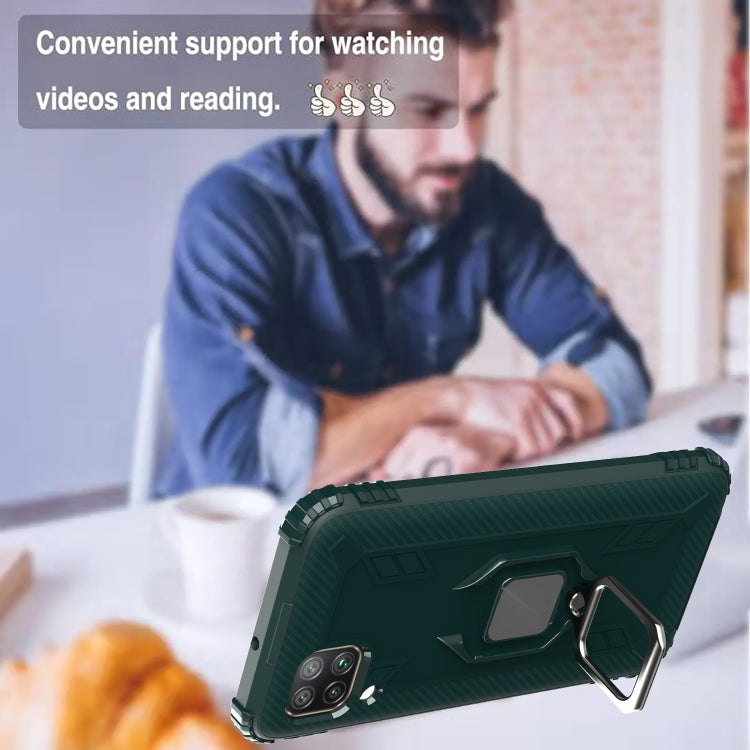 For Huawei P40 Lite Carbon Fiber Protective Case with 360 Degree Rotating Ring Holder