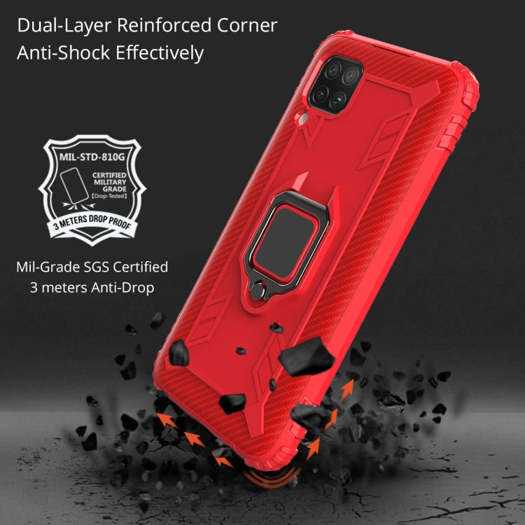 For Huawei P40 Lite Carbon Fiber Protective Case with 360 Degree Rotating Ring Holder