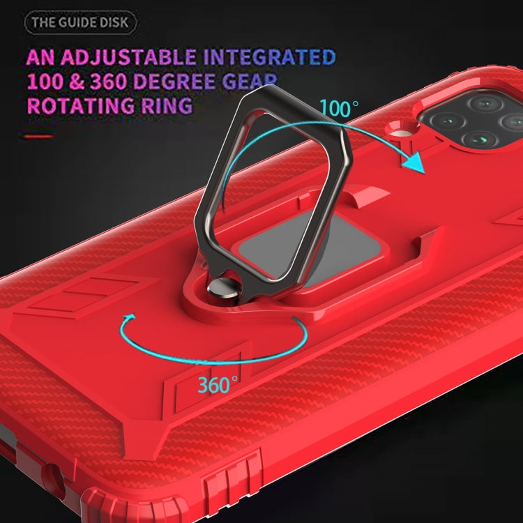 For Huawei P40 Lite Carbon Fiber Protective Case with 360 Degree Rotating Ring Holder