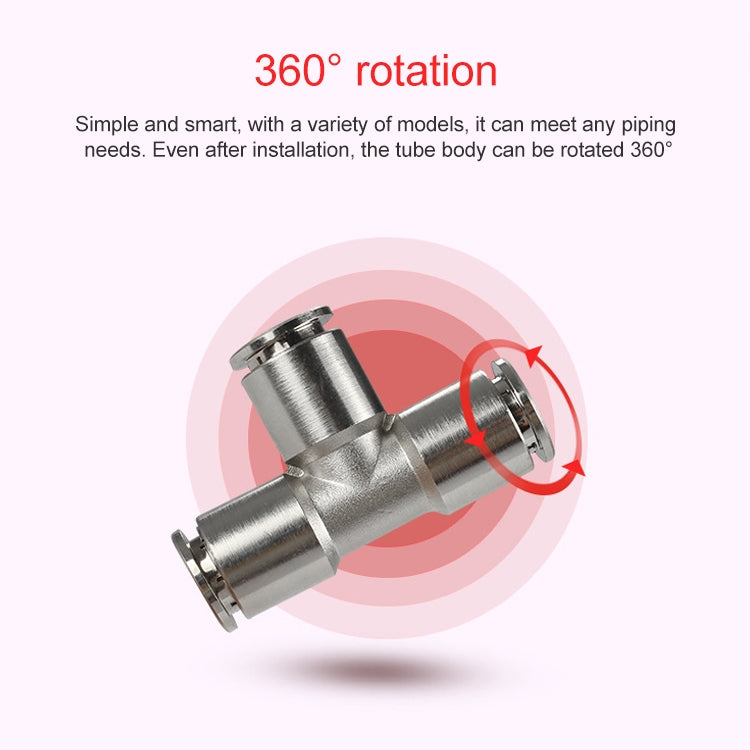 PE-4 LAIZE Nickel Plated Copper Tee Pneumatic Quick Fitting Connector