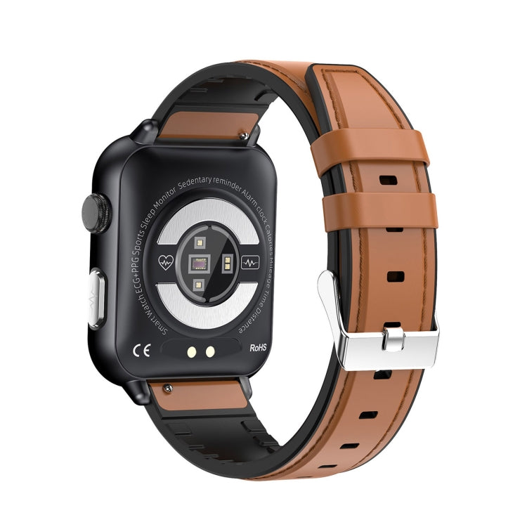 E200 1.72 inch HD Screen Encoder Leather Strap Smart Watch Supports ECG Monitoring/Blood Oxygen Monitoring