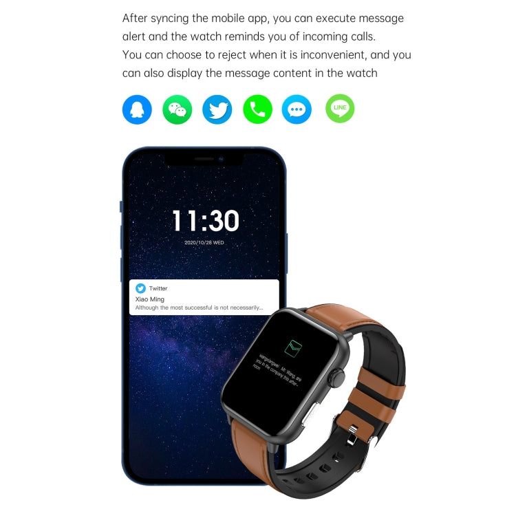 E200 1.72 inch HD Screen Encoder Leather Strap Smart Watch Supports ECG Monitoring/Blood Oxygen Monitoring