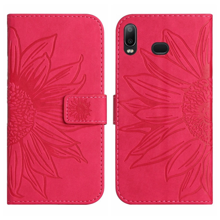 For Samsung Galaxy A10S/M01S Skin Feel Sun Flower Pattern Flip Leather Phone Case with Lanyard