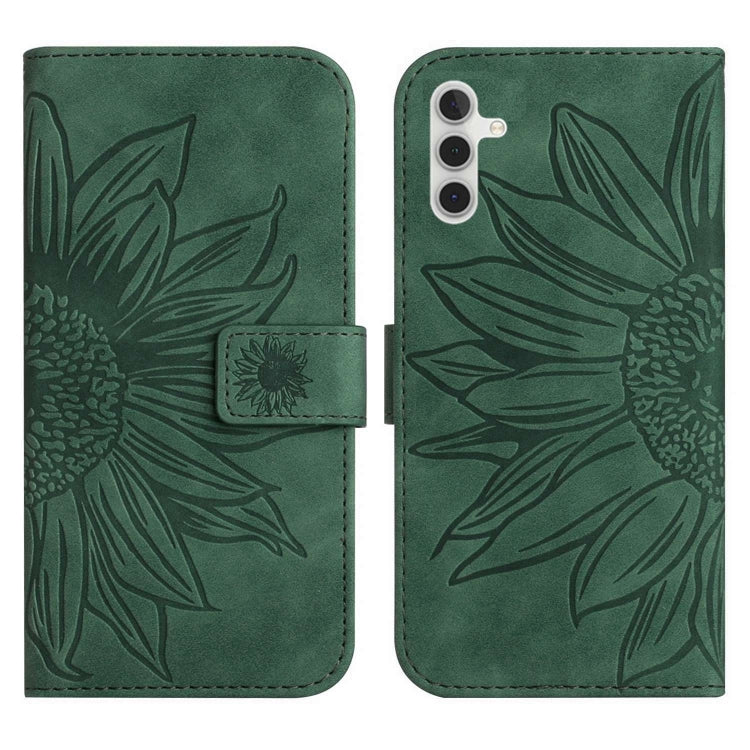For Samsung Galaxy A13 5G Skin Feel Sun Flower Pattern Flip Leather Phone Case with Lanyard