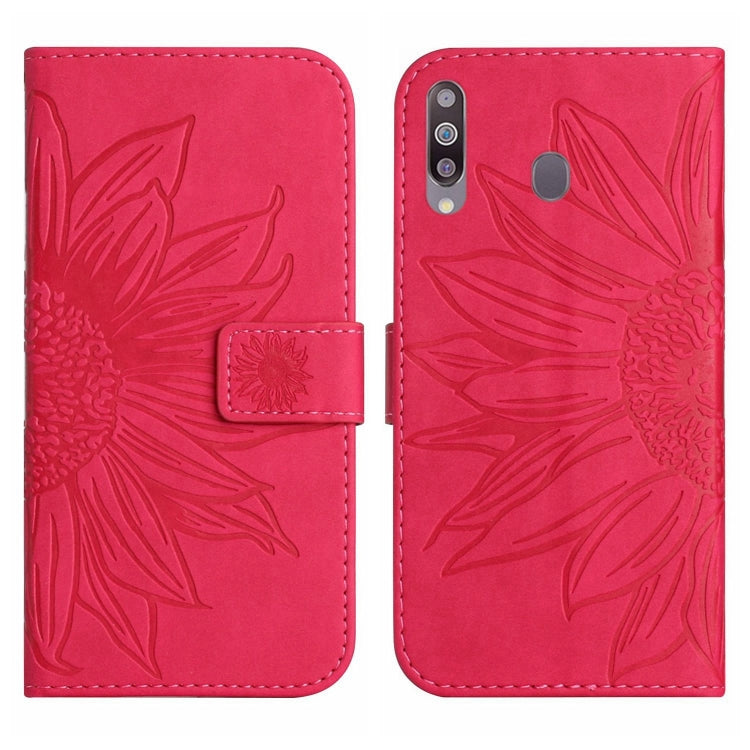For Samsung Galaxy A20S Skin Feel Sun Flower Pattern Flip Leather Phone Case with Lanyard
