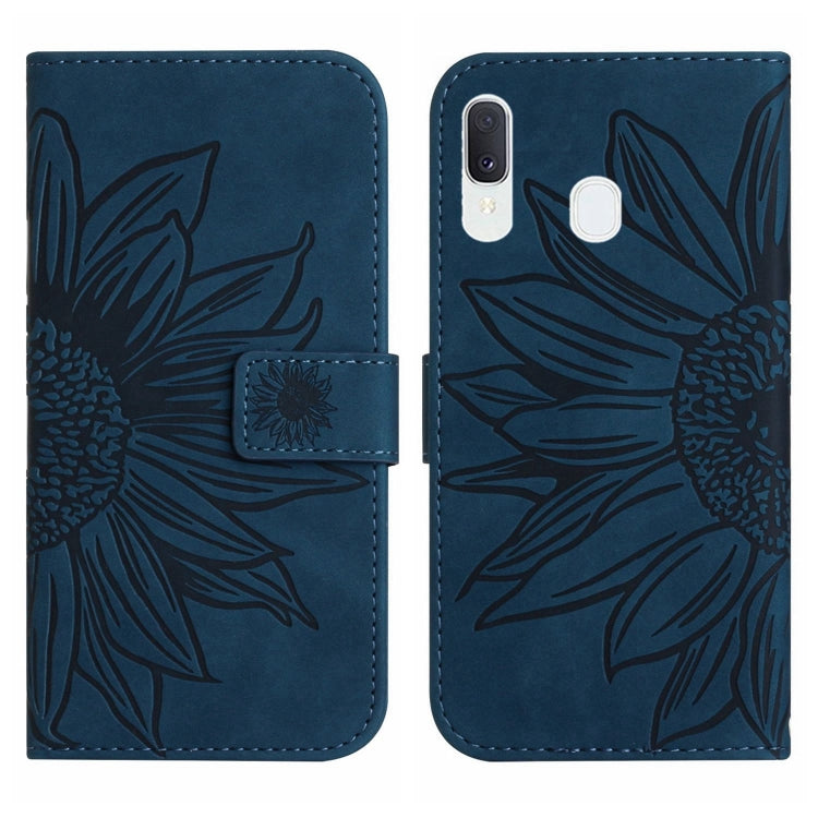 For Samsung Galaxy A30/A20/M10S Skin Feel Sun Flower Pattern Flip Leather Phone Case with Lanyard