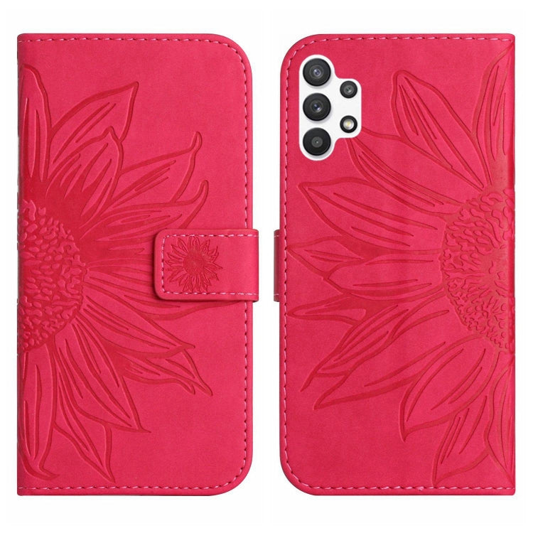 For Samsung Galaxy A32 4G Skin Feel Sun Flower Pattern Flip Leather Phone Case with Lanyard