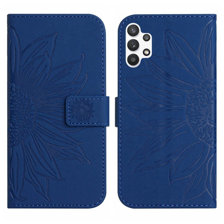 For Samsung Galaxy A32 5G Skin Feel Sun Flower Pattern Flip Leather Phone Case with Lanyard
