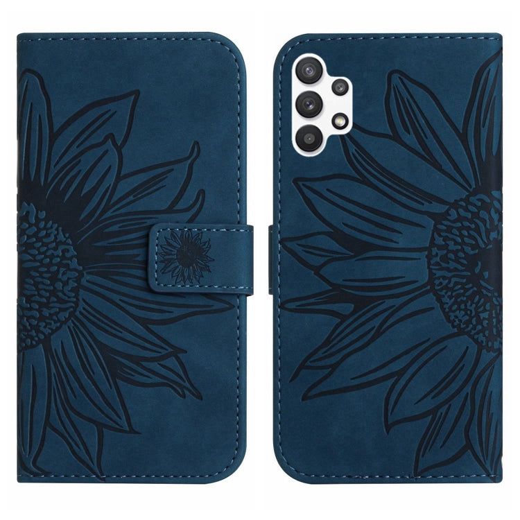 For Samsung Galaxy A32 5G Skin Feel Sun Flower Pattern Flip Leather Phone Case with Lanyard