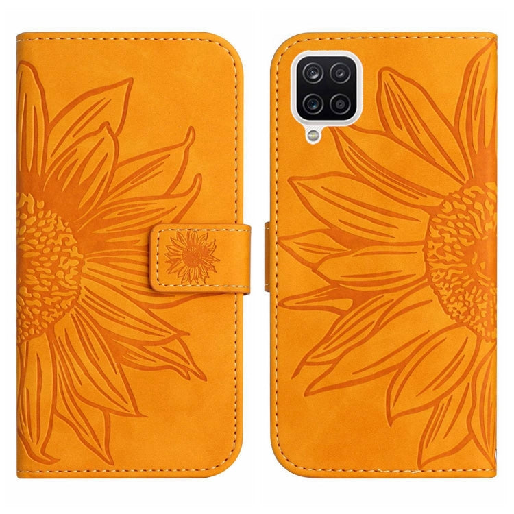 For Samsung Galaxy A42 5G Skin Feel Sun Flower Pattern Flip Leather Phone Case with Lanyard
