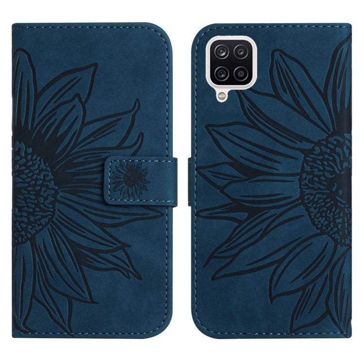 For Samsung Galaxy A42 5G Skin Feel Sun Flower Pattern Flip Leather Phone Case with Lanyard