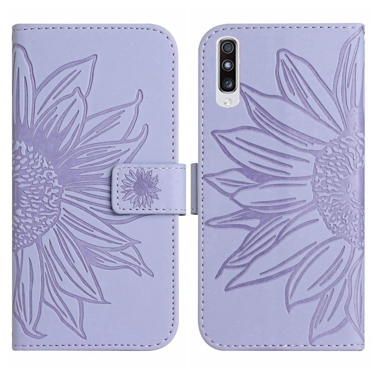 For Samsung Galaxy A50/A50S/A30S Skin Feel Sun Flower Pattern Flip Leather Phone Case with Lanyard
