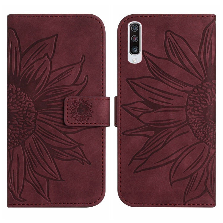 For Samsung Galaxy A50/A50S/A30S Skin Feel Sun Flower Pattern Flip Leather Phone Case with Lanyard