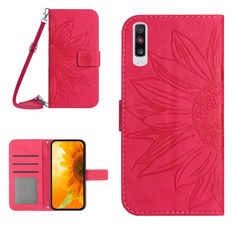 For Samsung Galaxy A50/A50S/A30S Skin Feel Sun Flower Pattern Flip Leather Phone Case with Lanyard