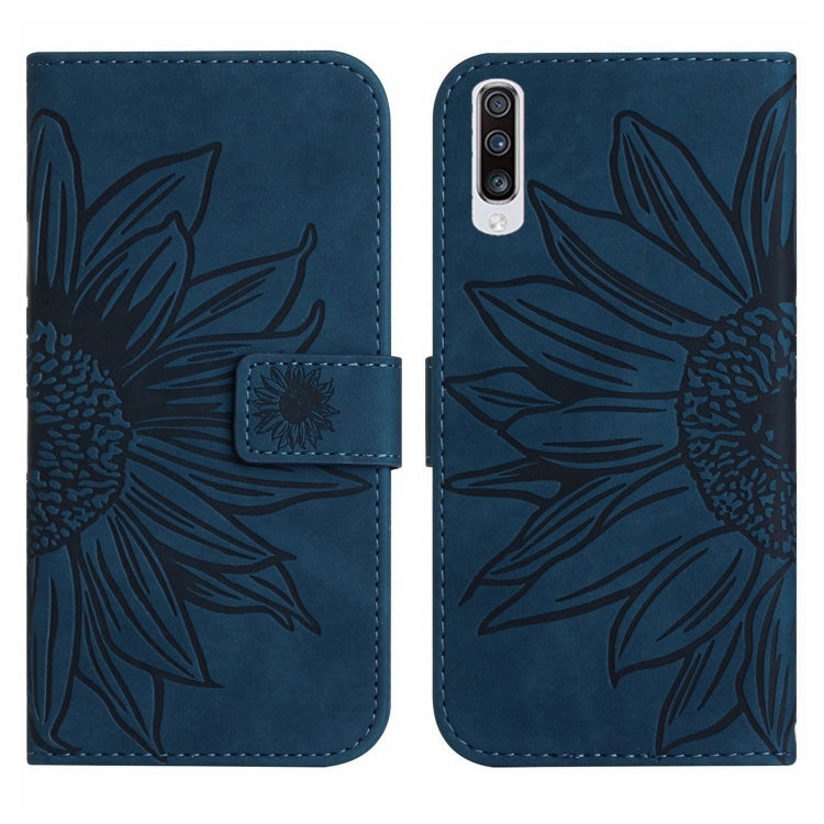 For Samsung Galaxy A50/A50S/A30S Skin Feel Sun Flower Pattern Flip Leather Phone Case with Lanyard
