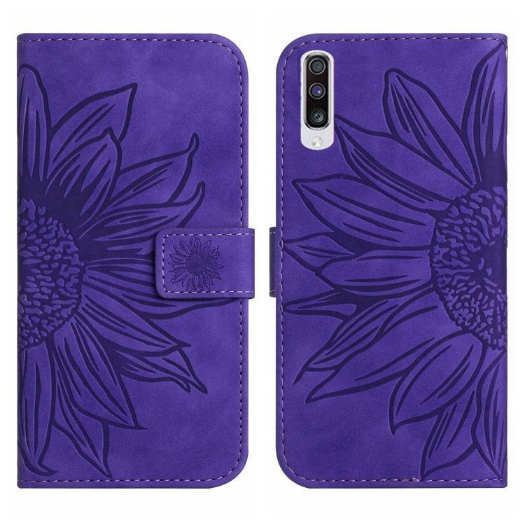 For Samsung Galaxy A50/A50S/A30S Skin Feel Sun Flower Pattern Flip Leather Phone Case with Lanyard