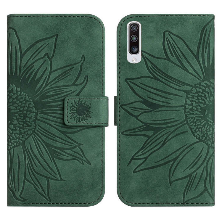 For Samsung Galaxy A70/A70S Skin Feel Sun Flower Pattern Flip Leather Phone Case with Lanyard
