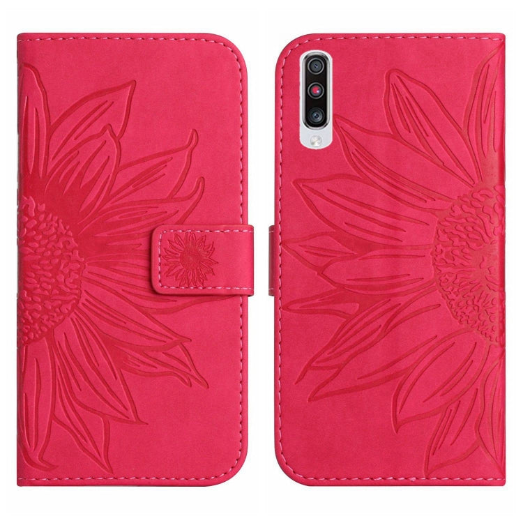 For Samsung Galaxy A70/A70S Skin Feel Sun Flower Pattern Flip Leather Phone Case with Lanyard