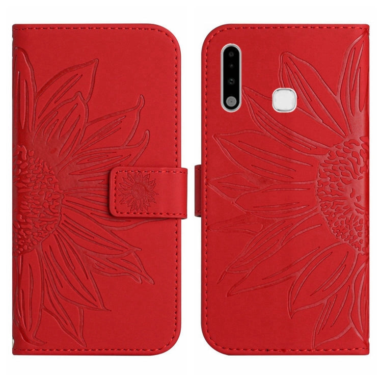 For Samsung Galaxy A70E Skin Feel Sun Flower Pattern Flip Leather Phone Case with Lanyard