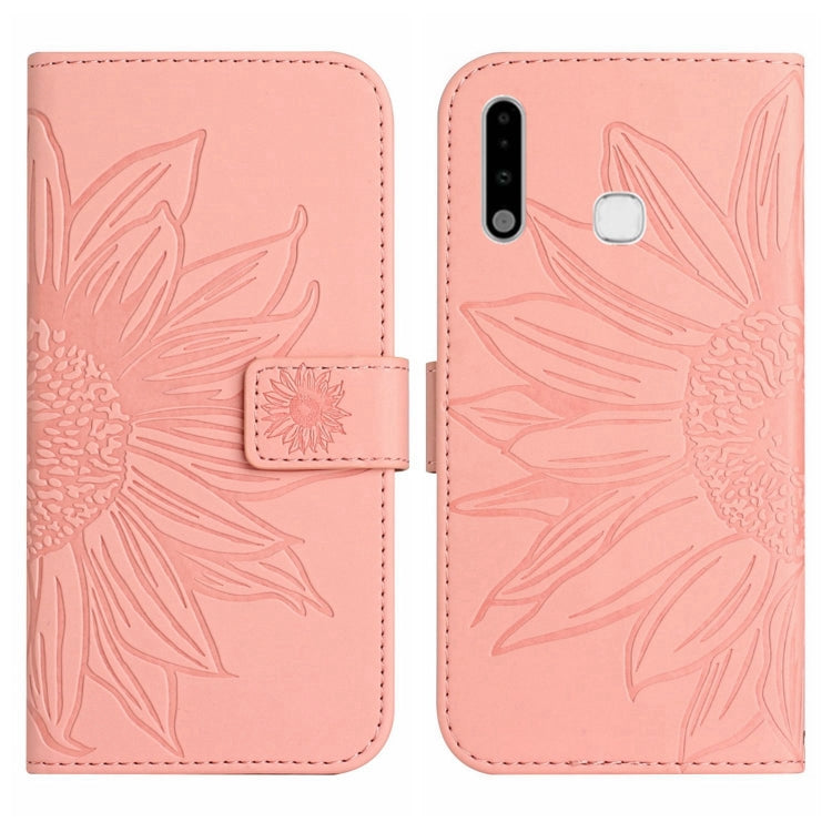 For Samsung Galaxy A70E Skin Feel Sun Flower Pattern Flip Leather Phone Case with Lanyard