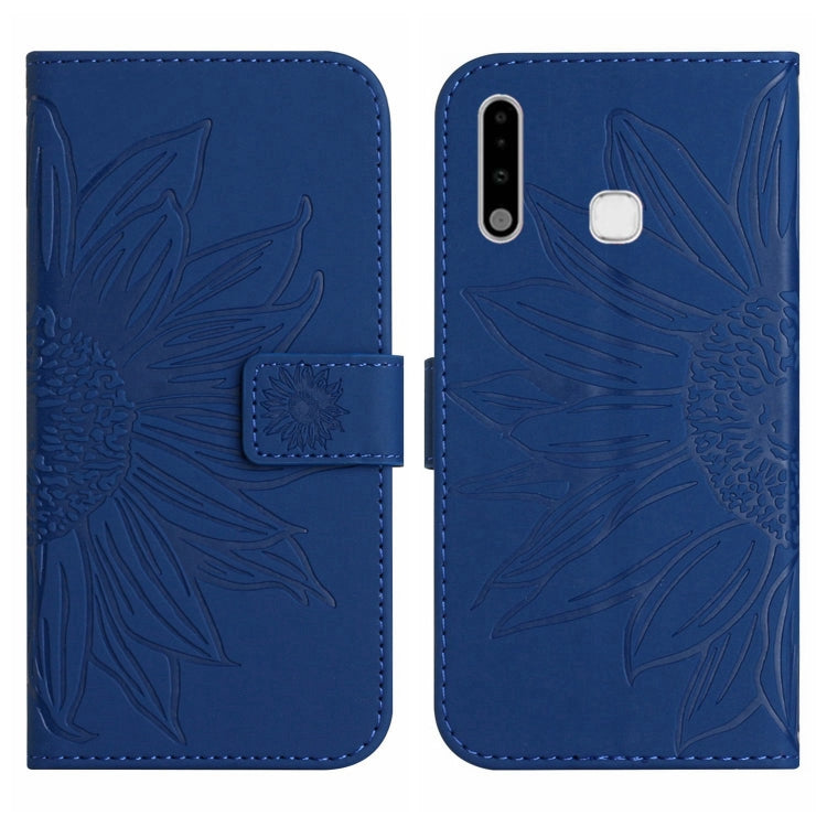 For Samsung Galaxy A70E Skin Feel Sun Flower Pattern Flip Leather Phone Case with Lanyard