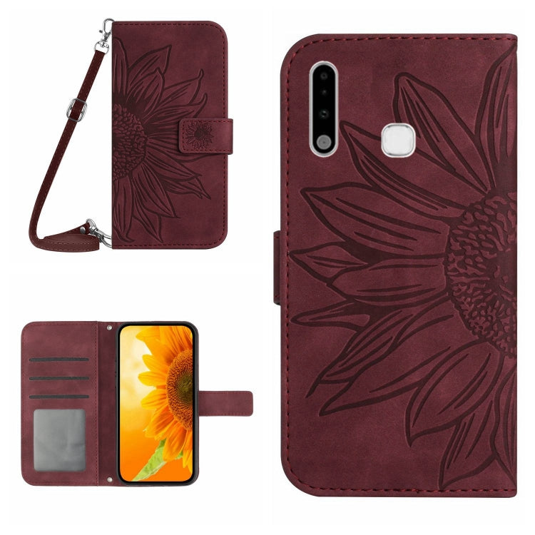 For Samsung Galaxy A70E Skin Feel Sun Flower Pattern Flip Leather Phone Case with Lanyard