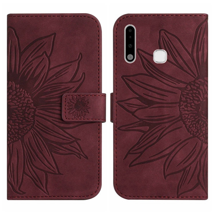 For Samsung Galaxy A70E Skin Feel Sun Flower Pattern Flip Leather Phone Case with Lanyard