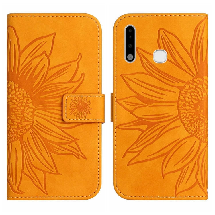 For Samsung Galaxy A70E Skin Feel Sun Flower Pattern Flip Leather Phone Case with Lanyard