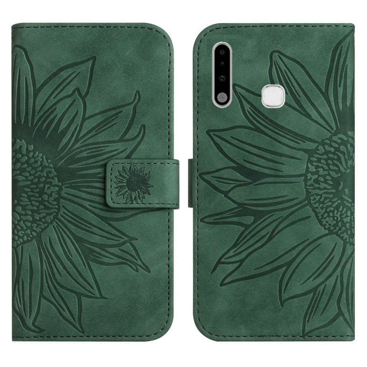 For Samsung Galaxy A70E Skin Feel Sun Flower Pattern Flip Leather Phone Case with Lanyard