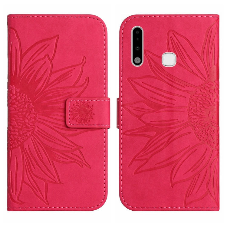 For Samsung Galaxy A70E Skin Feel Sun Flower Pattern Flip Leather Phone Case with Lanyard