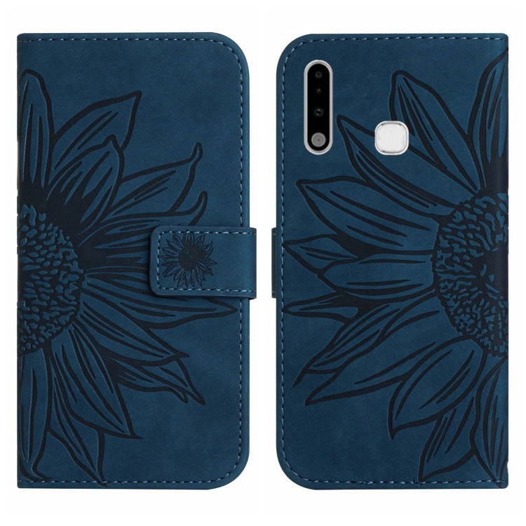 For Samsung Galaxy A70E Skin Feel Sun Flower Pattern Flip Leather Phone Case with Lanyard