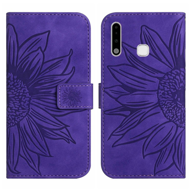For Samsung Galaxy A70E Skin Feel Sun Flower Pattern Flip Leather Phone Case with Lanyard